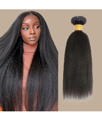 Tissage Cheveux Vierge Human Hair Yaki Straight 7A Brun Foncé 1B 100 Gr pas cher