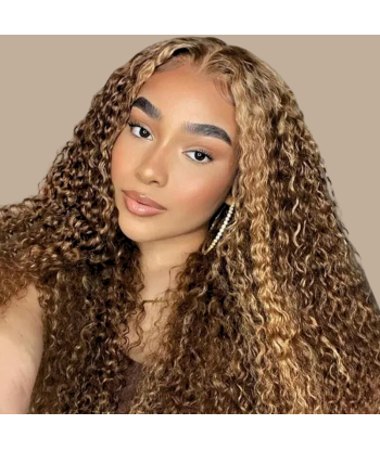 Tissage Cheveux Vierge Human Hair Kinky Curly 7A Chatain Méché Blond P4/27 100 Gr acheter en ligne