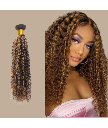 Tissage Cheveux Vierge Human Hair Kinky Curly 7A Chatain Méché Blond P4/27 100 Gr acheter en ligne