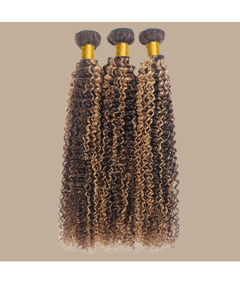 Tissage Cheveux Vierge Human Hair Kinky Curly 7A Chatain Méché Blond P4/27 100 Gr acheter en ligne