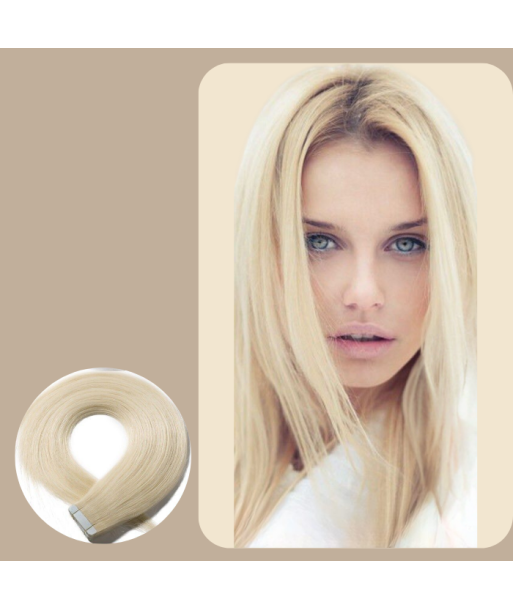 Zelfklevende extensions / Blond Platinum straight tapes brillant des détails fins