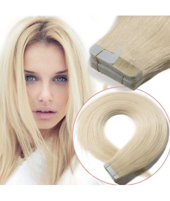 Zelfklevende extensions / Blond Platinum straight tapes brillant des détails fins