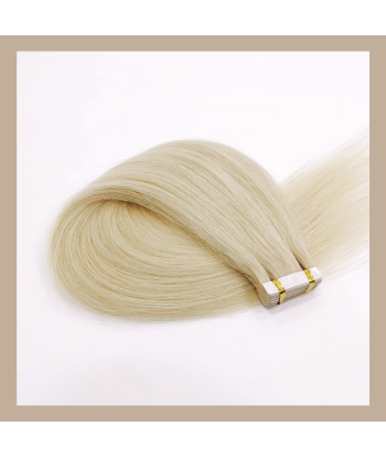 Zelfklevende extensions / Blond Platinum straight tapes brillant des détails fins