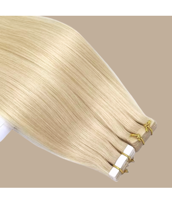 Zelfklevende extensions / Blond Platinum straight tapes brillant des détails fins