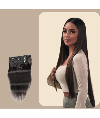 Recht Bruin Clip-In Extensions Kit 120 gr Jusqu'à 80% De Réduction