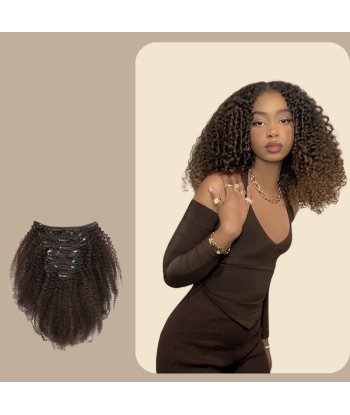 Afro krullend Chocolade 120g Clip-In Extensions Kit outlet