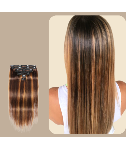 Recht Blond Medium Bruin Clip-In Extensions Kit 120 gr Dans la société mordern