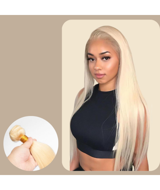 Steil menselijk haar 7A Blond Platine 613 100 Gr Par le système avancé 