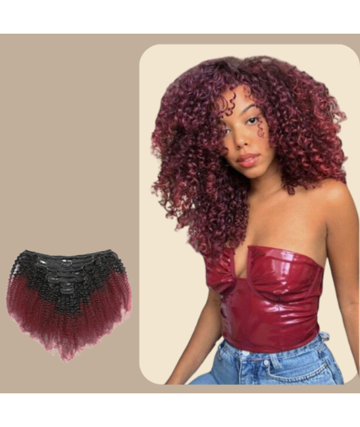 Afro Curly Ombre Tummanruskea Clip-In Extensions Kit 99J 120 gr 120 gr 2 - 3 jours ouvrés.