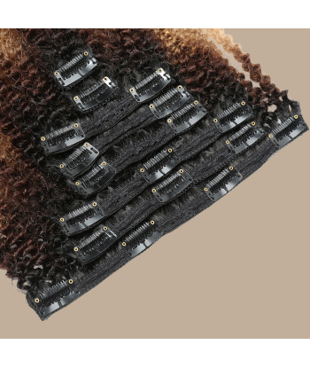 Afro Curly Ombre Brown Chocolate Blonde Clip-In Extensions Kit 120 gr. basket pas cher