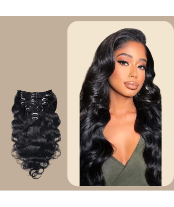 Body Wave Musta 120g Clip-In Extensions Kit - Pidennyspakkaus pas cher 