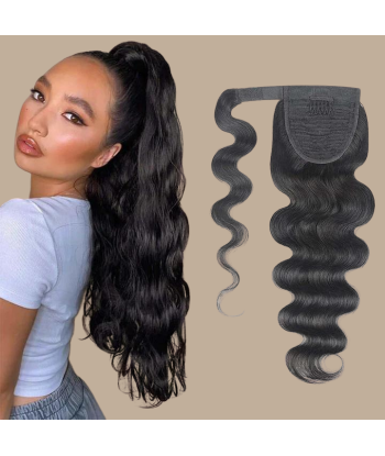 Poninhäntä tumma ruskea Magic nauha Remy Hair Body Wave pas cher