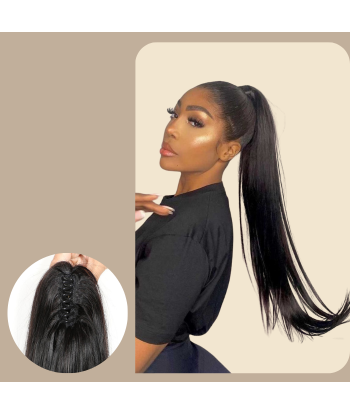 Queue de cheval Ponytail  Noir à Pince Naturel Remy Hair Straight 50% de réduction en Octobre 2024