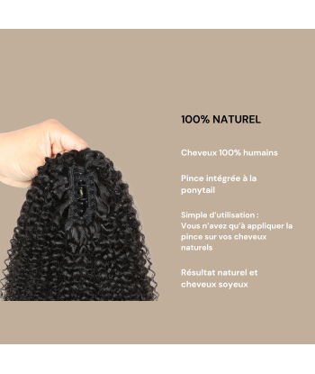 Coda di cavallo castano scuro con clip naturale capelli ricci afro Comparez plus de prix