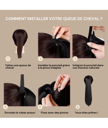 Coda di cavallo marrone scuro Magic Ribbon Remy capelli lisci Jusqu'à 80% De Réduction