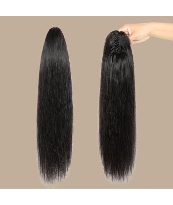 Queue de cheval Ponytail  Noir à Pince Naturel Remy Hair Straight 50% de réduction en Octobre 2024