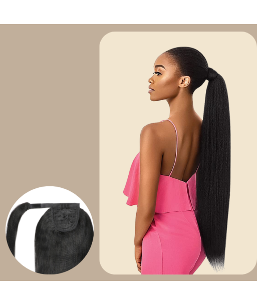 Queue de cheval Ponytail  Noir Ruban Magique Remy Hair Yaki Straight commande en ligne