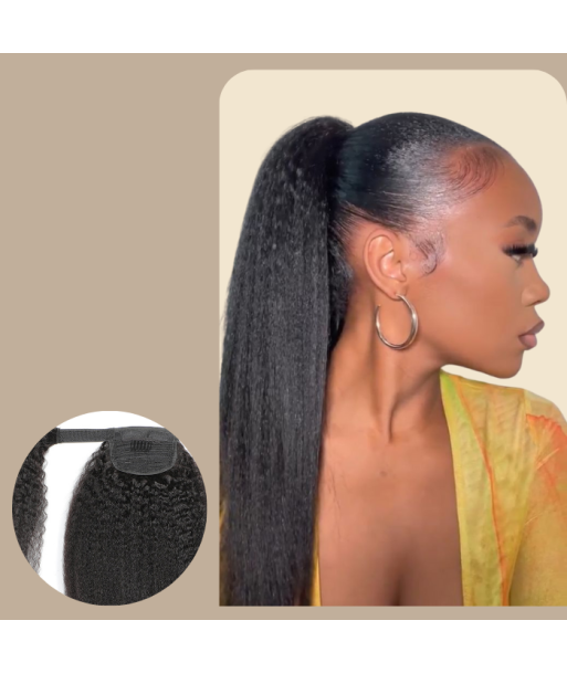 Queue de cheval Ponytail  Noir Ruban Magique Remy Hair Kinky Straight store