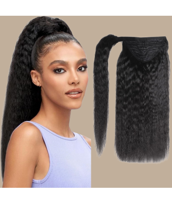 Queue de cheval Ponytail  Noir Ruban Magique Remy Hair Kinky Straight store