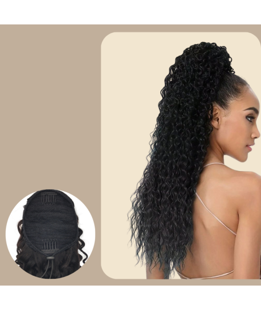 Queue de cheval Ponytail  Noir A Cordon Remy Hair Deep Wave français