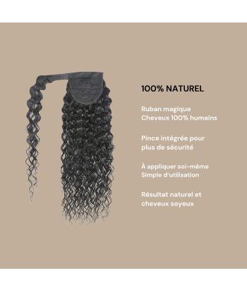 Queue de cheval Ponytail  Noir Ruban Magique Remy Hair Water Wave outlet