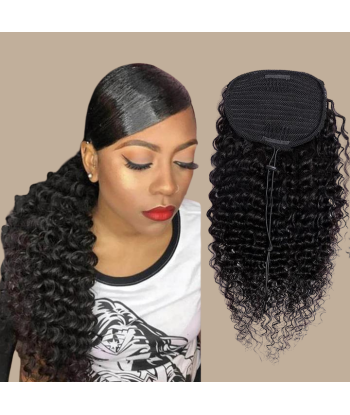 Queue de cheval Ponytail  Noir A Cordon Remy Hair Deep Wave français