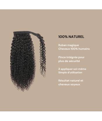 Queue de cheval Ponytail  Noir Ruban Magique Remy Hair Kinky Curly rembourrage situé sous