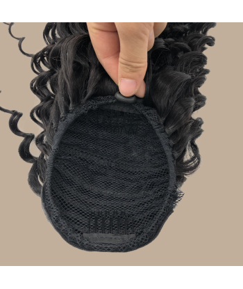 Queue de cheval Ponytail  Noir A Cordon Remy Hair Deep Wave français