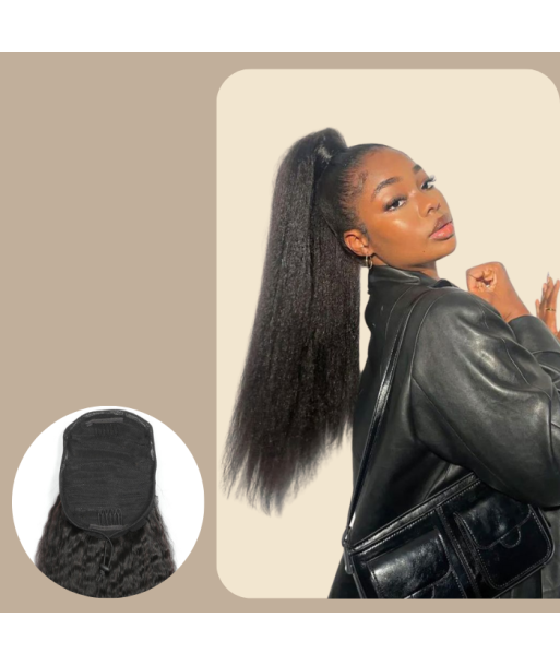 Queue de cheval Ponytail  Noir A Cordon Remy Hair Kinky Straight pas cher