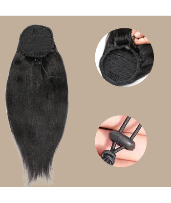 Queue de cheval Ponytail  Noir A Cordon Remy Hair Yaki Straight vous aussi creer 