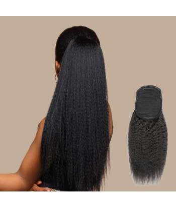 Queue de cheval Ponytail  Noir A Cordon Remy Hair Kinky Straight pas cher