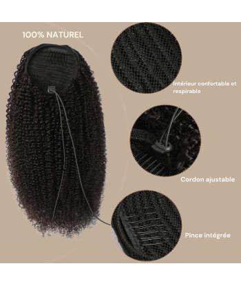 Queue de cheval Ponytail  Noir A Cordon Remy Hair  Afro Curly l'achat 