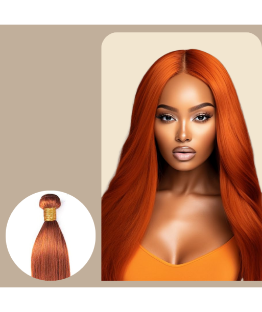 Tissage Cheveux Vierge Human Hair Straight 7A Ginger 350 100 Gr d'Europe débarque