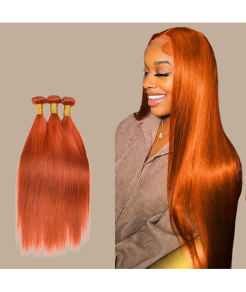 Tissage Cheveux Vierge Human Hair Straight 7A Ginger 350 100 Gr d'Europe débarque