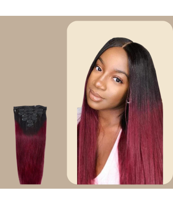 Rak Ombre Mörkbrun Clips Extensions Kit 99J 120 gr d'Europe débarque