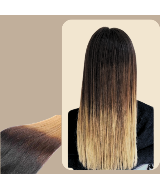 Rak Ombre Brun Choklad Blond Mono Clip-In Förlängning Maxi Volym Band une grave pollution 