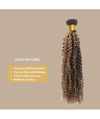 Vävning Virgin Hair Human Hair Kinky Curly 7A Medium Brown Blond P4/27 100 Gr Paris Déstockage Promo