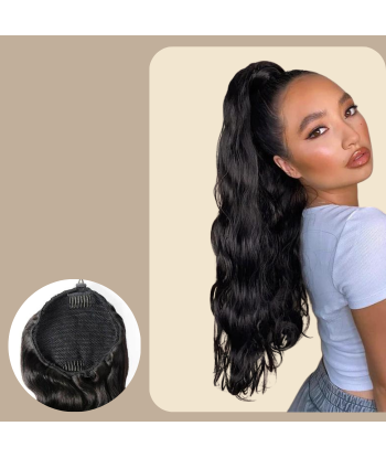 Kucyk Ponytail Czarny Z Sznurkiem Remy Hair Body Wave 2024