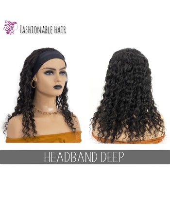 Perruque bandeau deep wave 100%human hair couleur naturelle qualité rémy paiement sécurisé