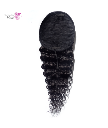 Ponytail deep wave couleur naturelle 100%human hair qualité rémy pas chere