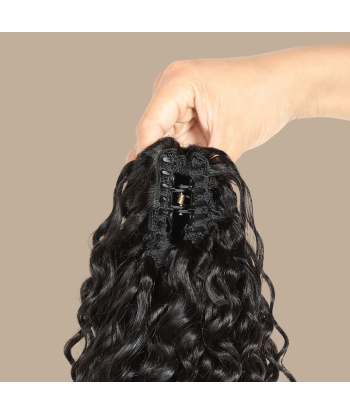 Rabo de cavalo castanho-escuro natural com mola para cabelo Remy Deep Wave ou a consommer sur place