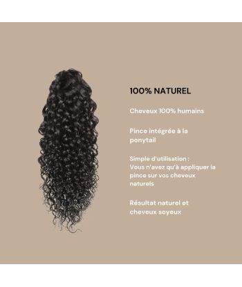 Rabo de cavalo castanho-escuro natural com mola de cabelo Remy Water Wave Vous souhaitez 